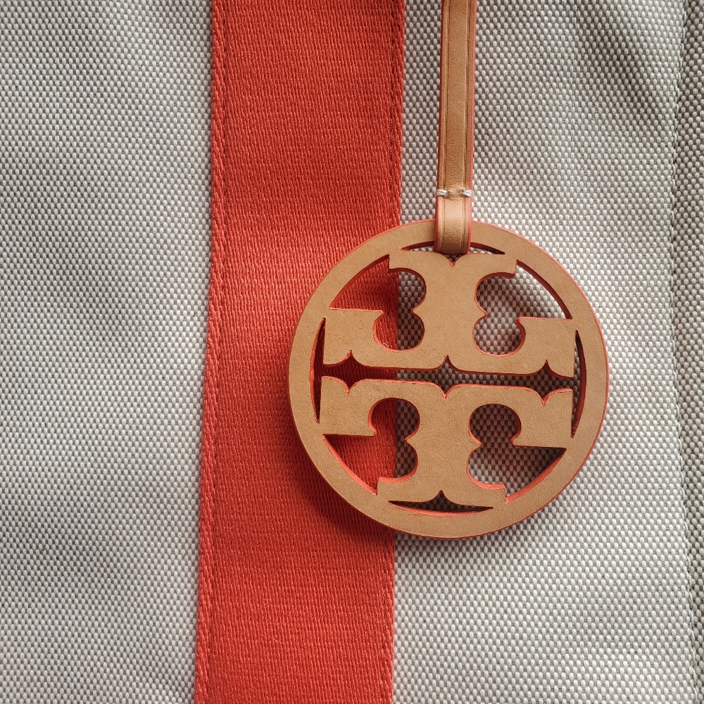 Tory Burch Canvas Miller Tote Natural/Poppy Red - Picture 7 of 12